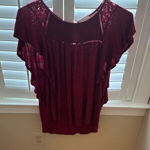Elegant Burgundy Lace Women's Top